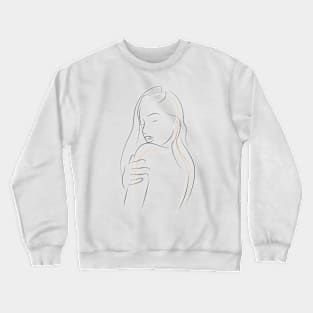 Neutral Line Art Minimalist Accented Female Figure Crewneck Sweatshirt